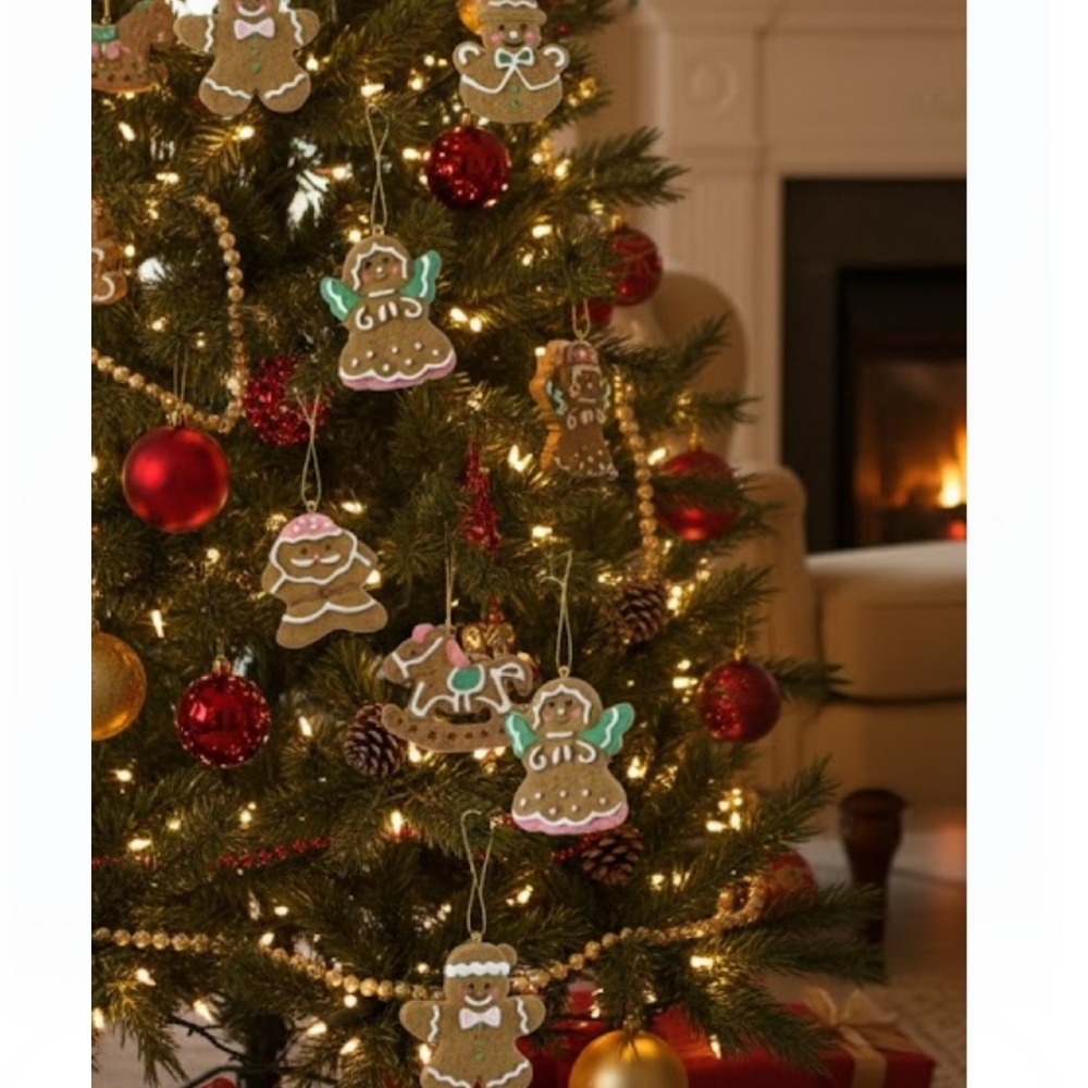 Eight Gingerbread Cookie Christmas Ornaments